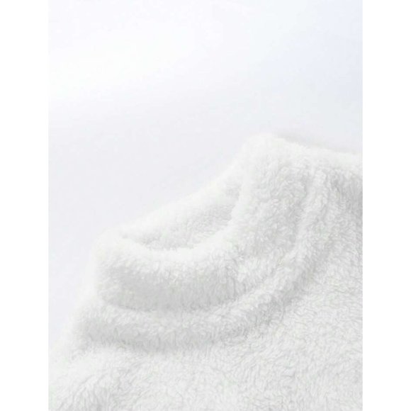 NEW (2) Solid Color Mock Neck Cropped Plush Sweaters Pink/White L - Picture 3 of 8